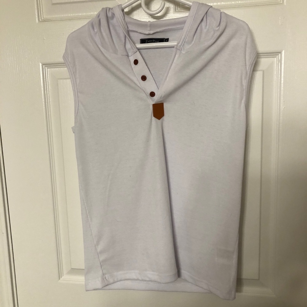 Zune Poar Muscle Hoodie Workout Sleeveless Shirt.
